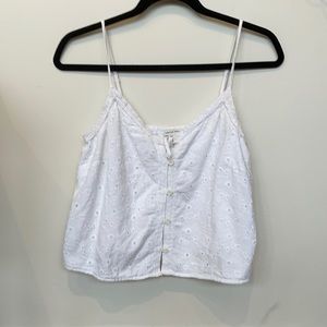 White lace crop tank top